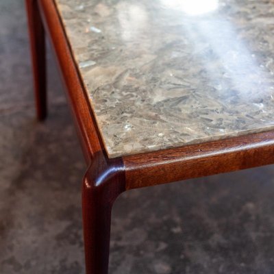 Large Marble and Teak Coffee Table, 1960s-QVY-1408376