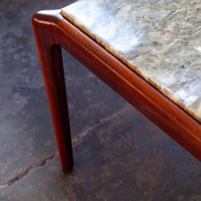 Large Marble and Teak Coffee Table, 1960s-QVY-1408376