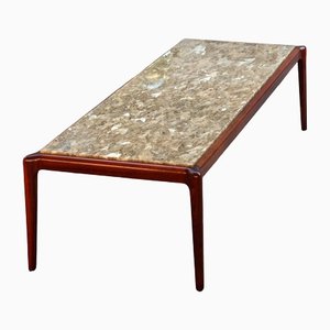 Large Marble and Teak Coffee Table, 1960s-QVY-1408376