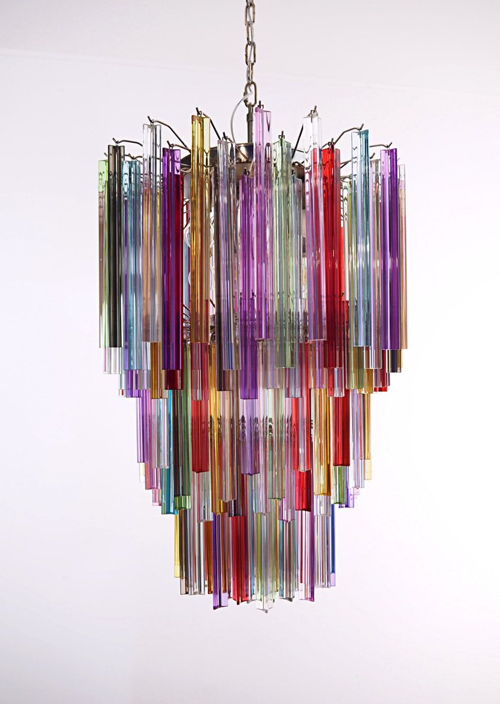 Large Mariangela Chandelier with Triedri Murano Glass Prisms, 1990s