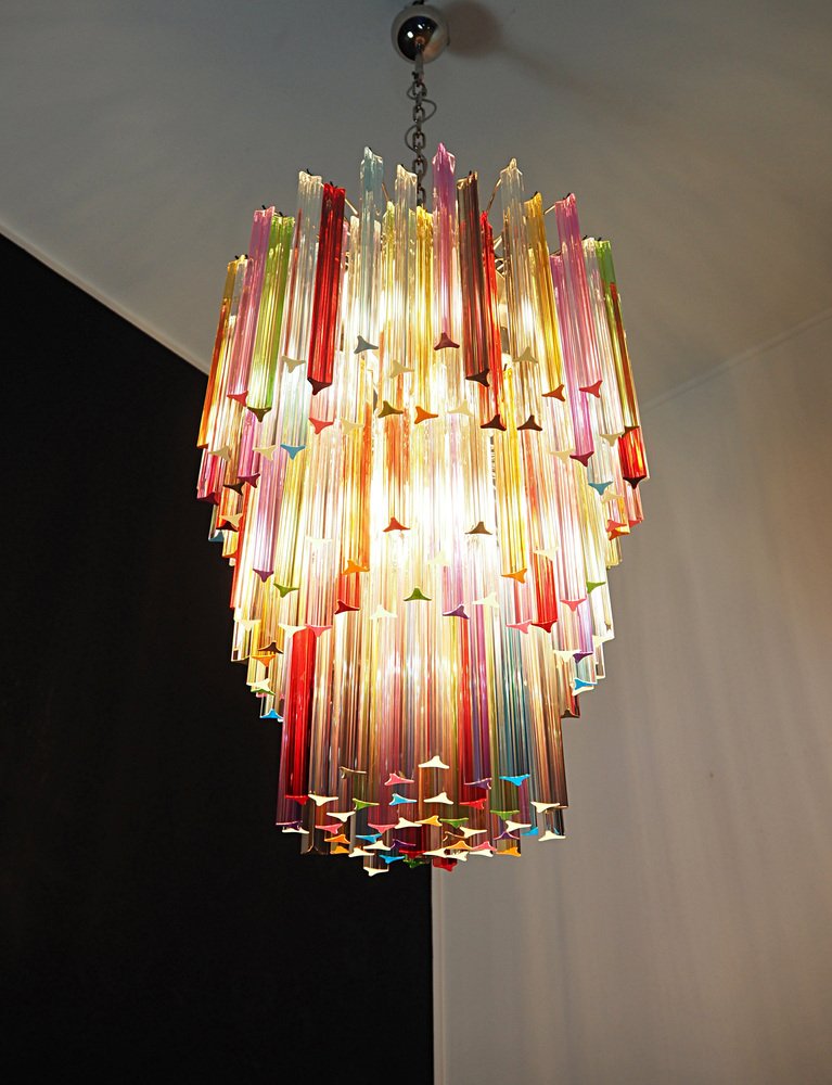 Large Mariangela Chandelier with Triedri Murano Glass Prisms, 1990s