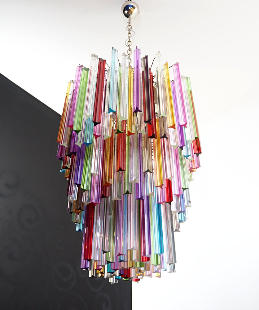 Large Mariangela Chandelier with Triedri Murano Glass Prisms, 1990s