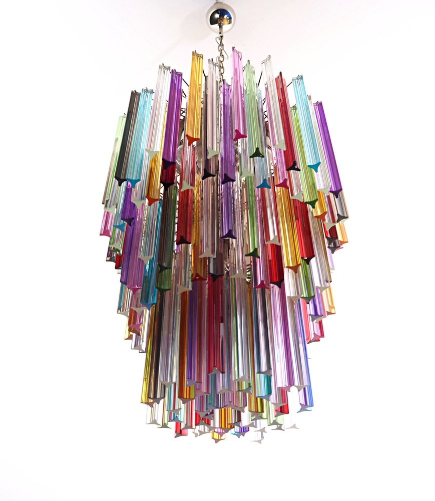 Large Mariangela Chandelier with Triedri Murano Glass Prisms, 1990s