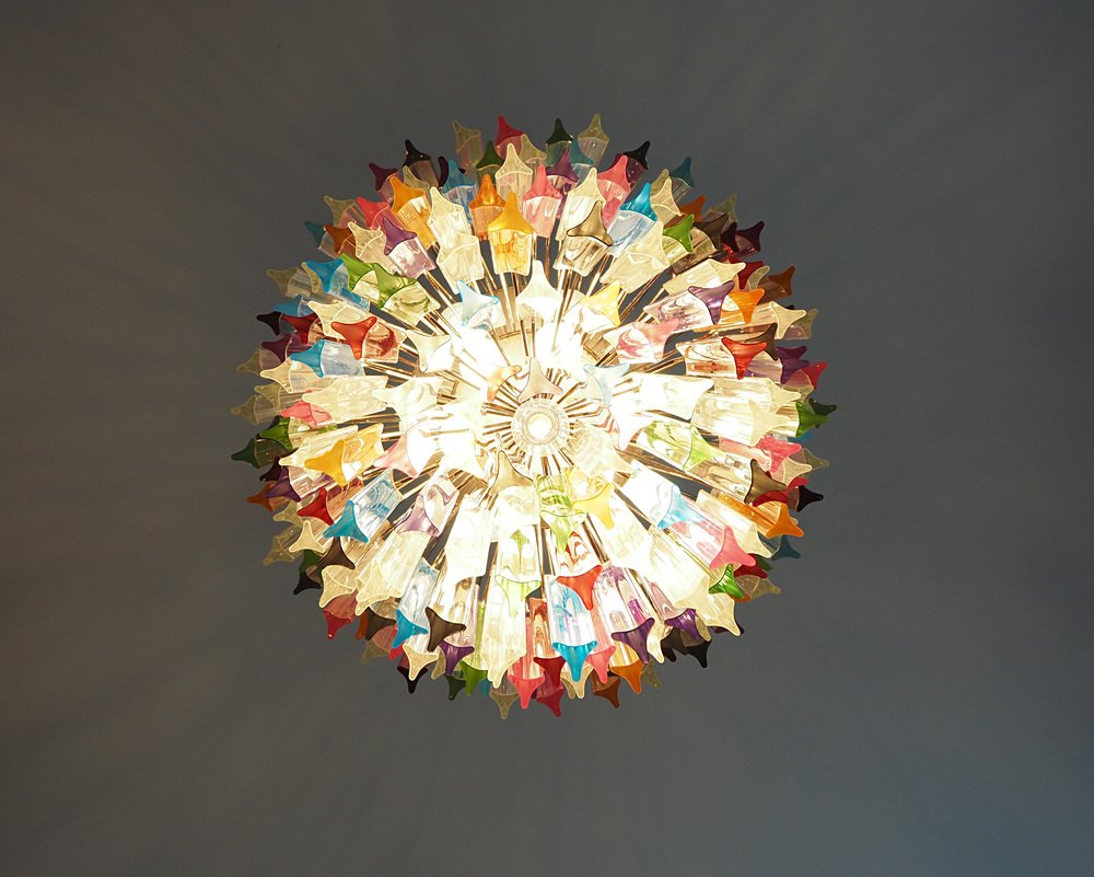 Large Mariangela Chandelier with Triedri Murano Glass Prisms, 1990s