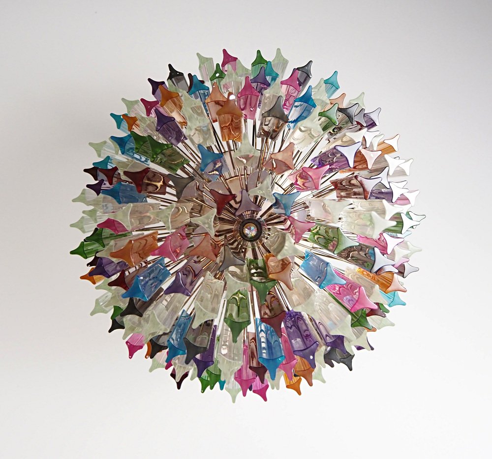 Large Mariangela Chandelier with Triedri Murano Glass Prisms, 1990s