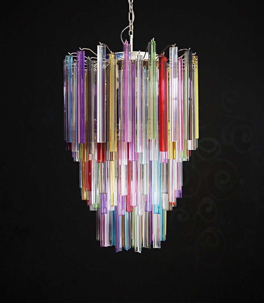 Large Mariangela Chandelier with Triedri Murano Glass Prisms, 1990s