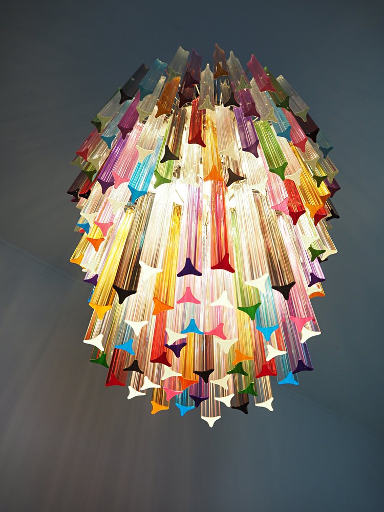 Large Mariangela Chandelier with Triedri Murano Glass Prisms, 1990s