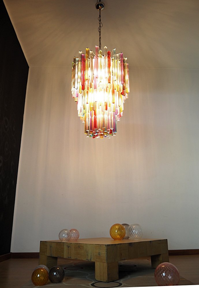 Large Mariangela Chandelier with Triedri Murano Glass Prisms, 1990s