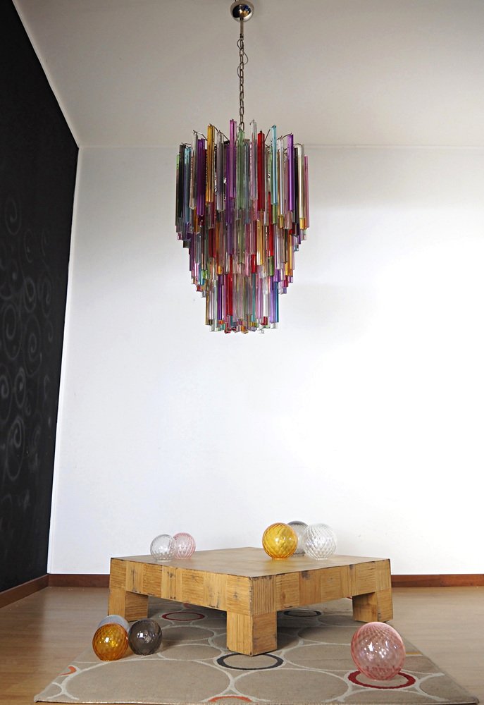 Large Mariangela Chandelier with Triedri Murano Glass Prisms, 1990s