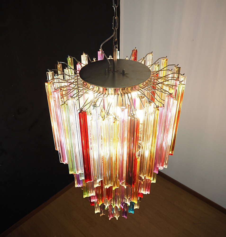 Large Mariangela Chandelier with Triedri Murano Glass Prisms, 1990s