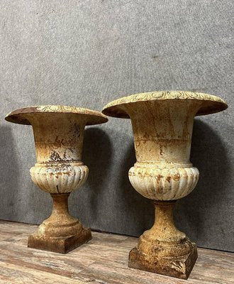 Large Medici Vases in Painted Cast Iron, Late 19th Century, Set of 2-MWB-2021595