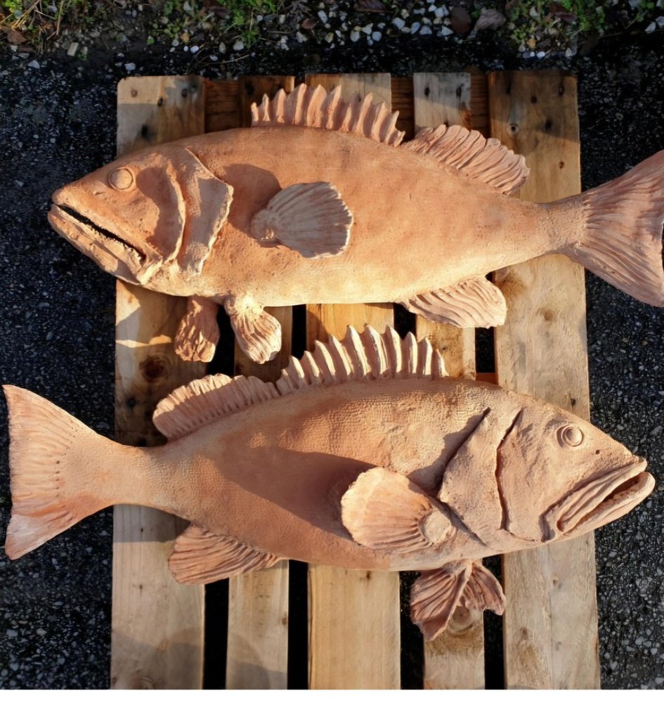 Large Mediterranean Grouper in Terracotta, 1950s