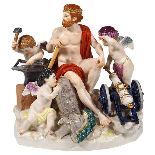 Large Meissen Allegorical Group The Fire attributed to M.V. Acier, Germany, 1850s