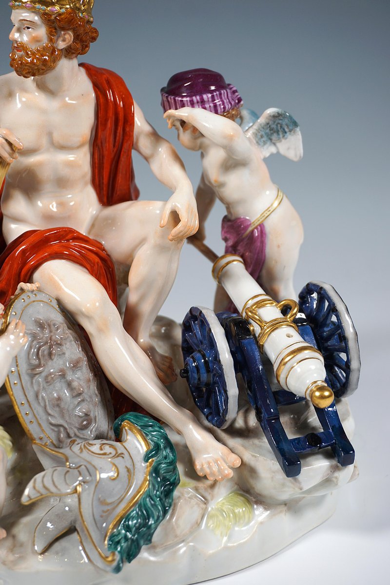 Large Meissen Allegorical Group The Fire attributed to M.V. Acier, Germany, 1850s