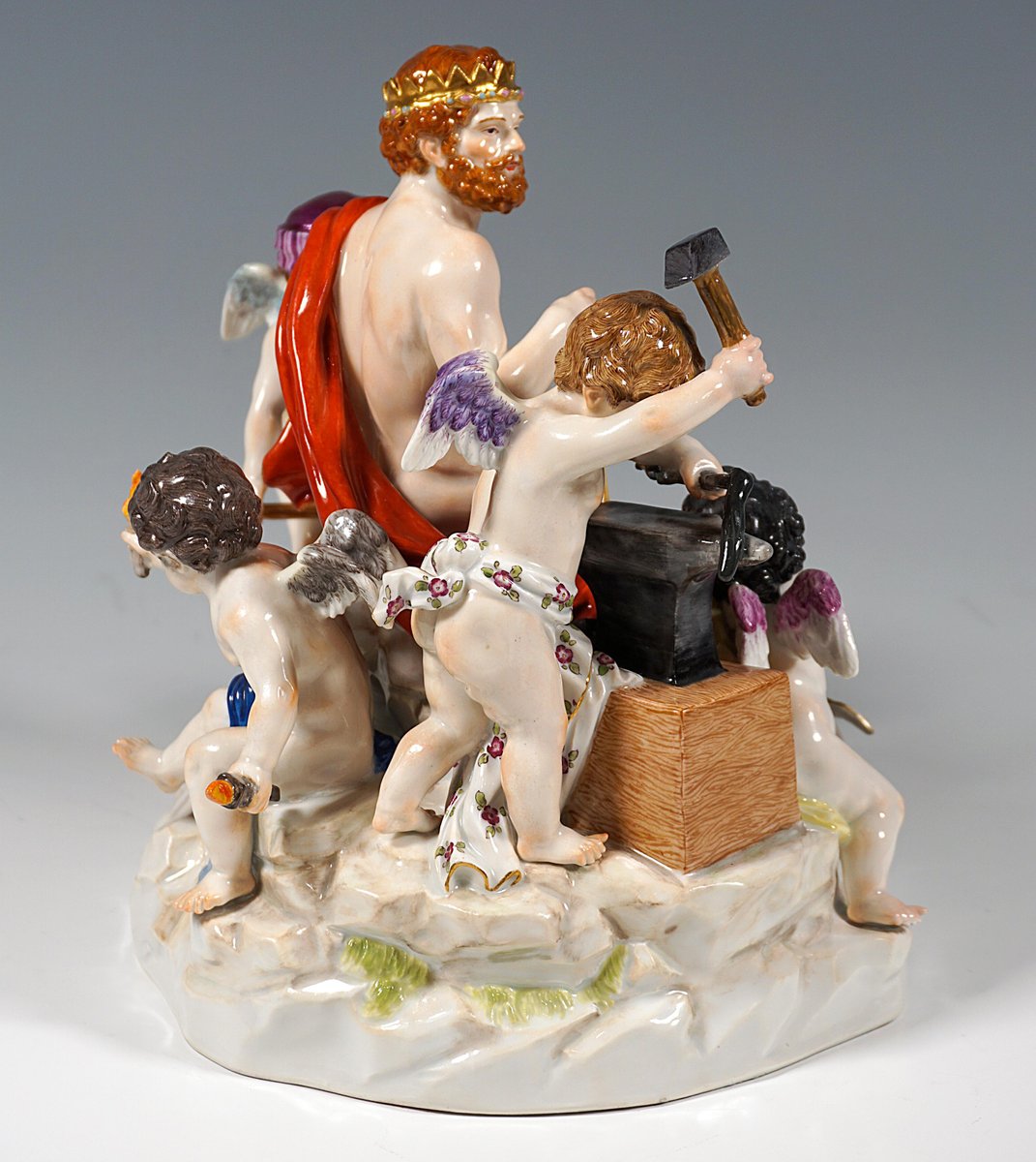 Large Meissen Allegorical Group The Fire attributed to M.V. Acier, Germany, 1850s