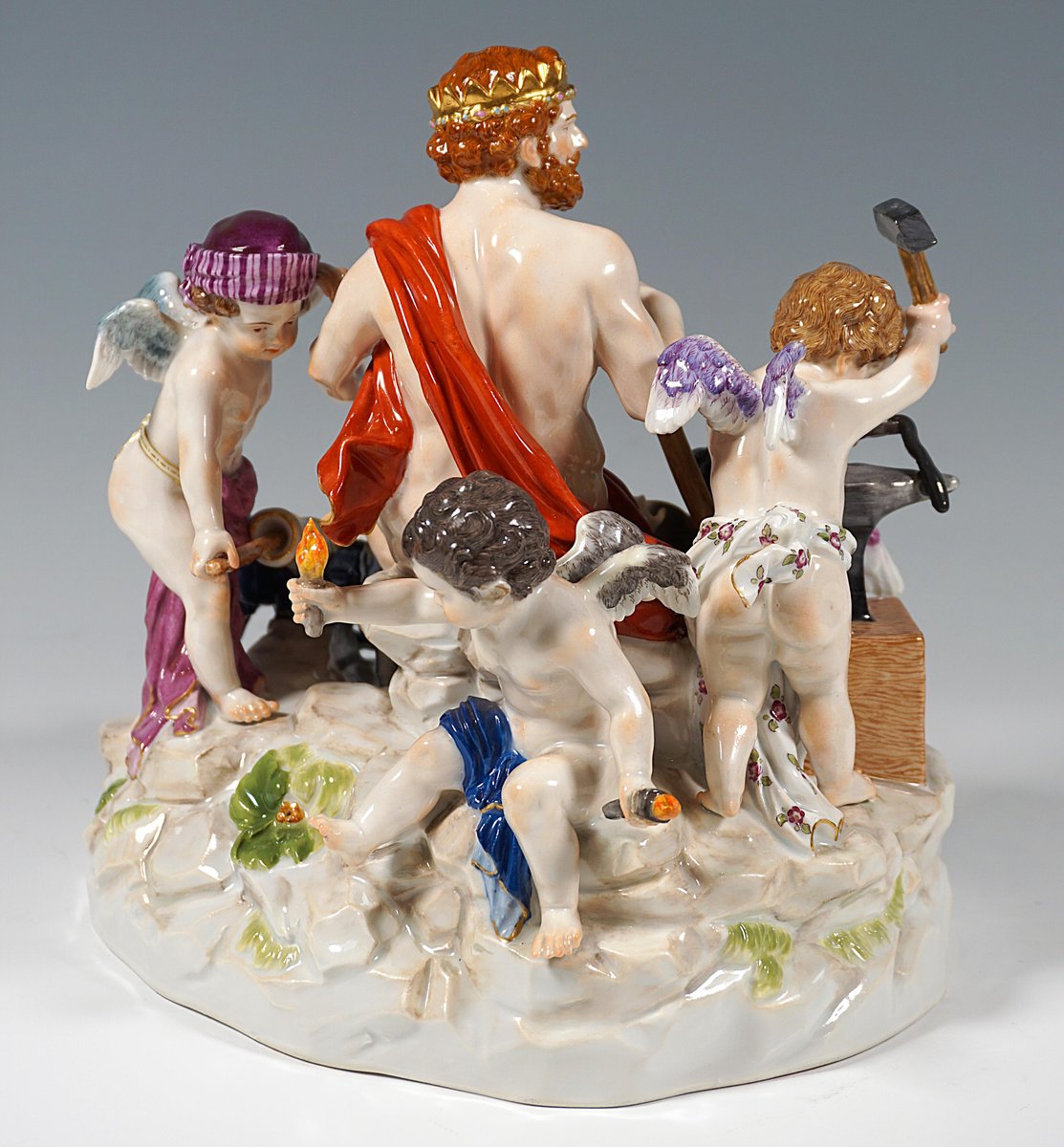 Large Meissen Allegorical Group The Fire attributed to M.V. Acier, Germany, 1850s