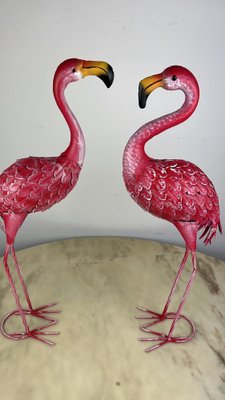 Large Metal Flamingos, Italy, 1980s, Set of 2-YST-1750199