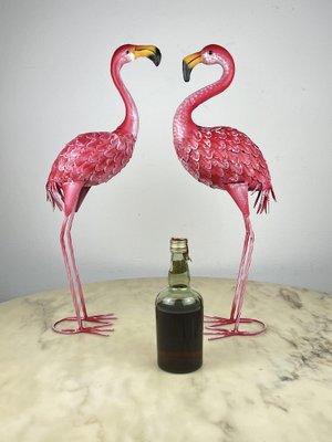 Large Metal Flamingos, Italy, 1980s, Set of 2-YST-1750199