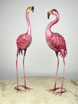 Large Metal Flamingos, Italy, 1980s, Set of 2-YST-1750199