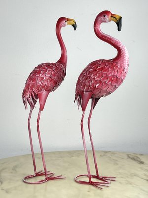 Large Metal Flamingos, Italy, 1980s, Set of 2-YST-1750199