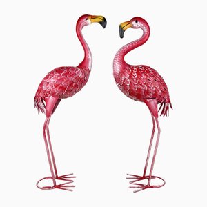 Large Metal Flamingos, Italy, 1980s, Set of 2-YST-1750199