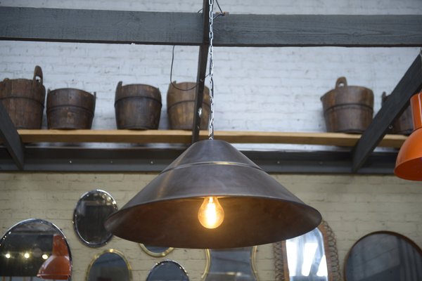 Large Metal Saucer Pendant Lamp from Bekaert, 1960s-NEN-2043214