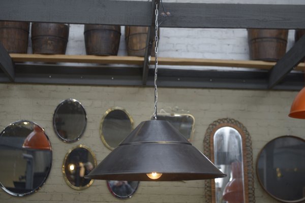 Large Metal Saucer Pendant Lamp from Bekaert, 1960s-NEN-2043214