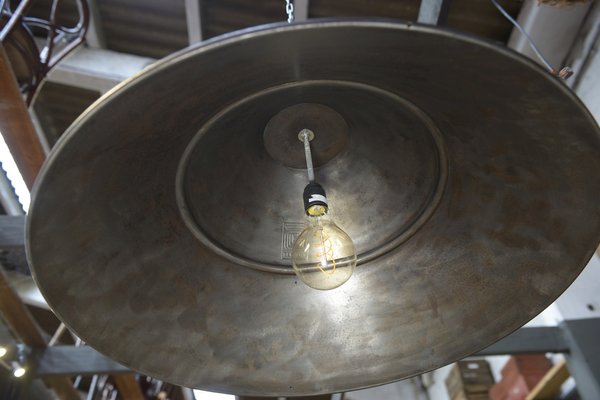 Large Metal Saucer Pendant Lamp from Bekaert, 1960s-NEN-2043214