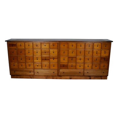 Large Mid-20th Century Dutch Industrial Beech Apothecary Cabinet-XO-1818838