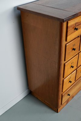 Large Mid-20th Century Dutch Industrial Beech Apothecary Cabinet-XO-1818838