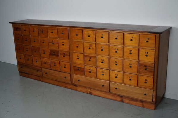 Large Mid-20th Century Dutch Industrial Beech Apothecary Cabinet-XO-1818838