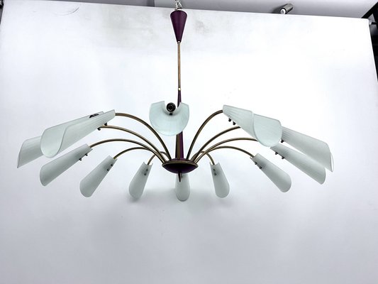 Large Mid-Century 12-Arm Chandelier in the style of Stilnovo, Italy, 1950s-OT-1699936