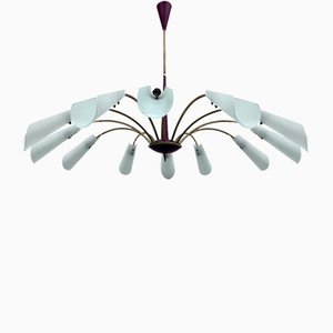 Large Mid-Century 12-Arm Chandelier in the style of Stilnovo, Italy, 1950s-OT-1699936