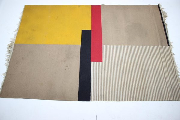 Large Mid Century Abstract Geometric Rugs, 1950s, Set of 2-TZ-848553