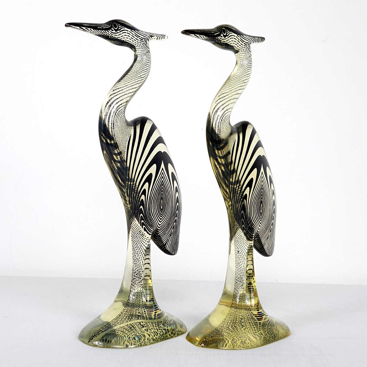 Large Mid-Century Acrylic Glass Herons by Abraham Palatnik, Set of 2