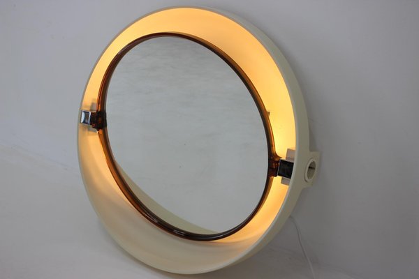 Large Mid-Century Backlit Mirror from Allibert, Italy, 1970s-TZ-1229422