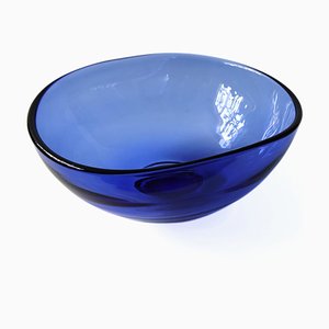 Large Mid-Century Blue Glass Bowl from Reijmyre Sweden-JKV-1786093