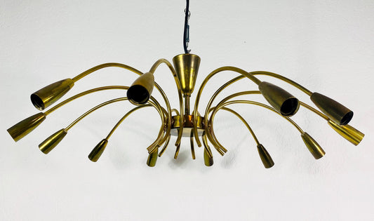 Large Mid-Century Brass 12-Arm Chandelier from Kalmar, 1950s