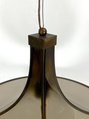 Large Mid-Century Brass and Curved Glass Esperia Ceiling Lamp Model Pagoda by Angelo Brotto for Esperia, 1960s