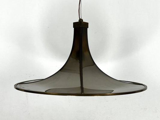 Large Mid-Century Brass and Curved Glass Esperia Ceiling Lamp Model Pagoda by Angelo Brotto for Esperia, 1960s-OT-1724042