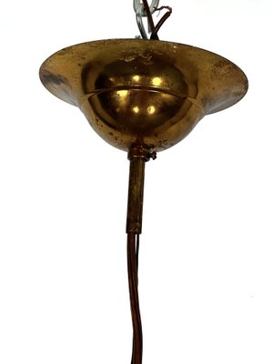 Large Mid-Century Brass and Curved Glass Esperia Ceiling Lamp Model Pagoda by Angelo Brotto for Esperia, 1960s