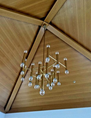 Large Mid-Century Brass Chandelier by Gaetano Sciolari for Sciolari-EJL-1167612