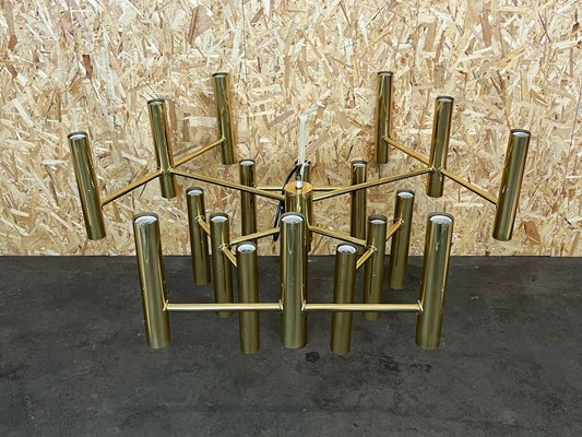 Large Mid-Century Brass Chandelier by Gaetano Sciolari for Sciolari-EJL-1167612