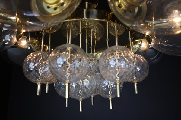 Large Mid-Century Brass Preciosa Chandelier with Glass Globes, Czechia, 1960s-TRW-1726592