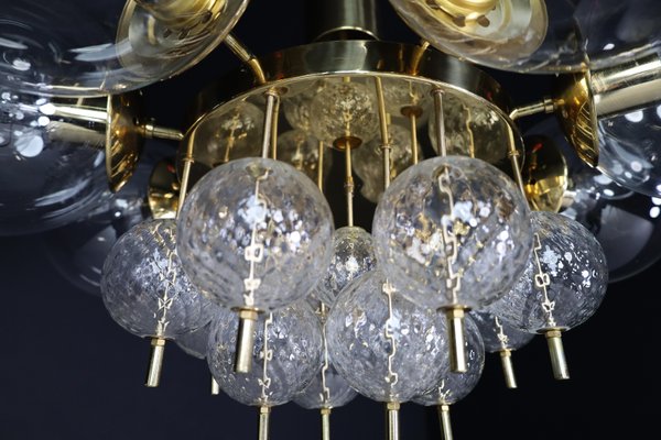 Large Mid-Century Brass Preciosa Chandelier with Glass Globes, Czechia, 1960s-TRW-1726592