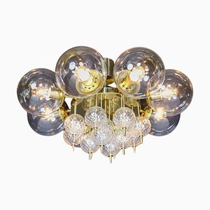 Large Mid-Century Brass Preciosa Chandelier with Glass Globes, Czechia, 1960s-TRW-1726592