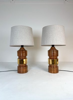 Large Mid-Century Brass Table Lamps by Bitossi for Bergboms, 1960s, Set of 2-UYK-1281601