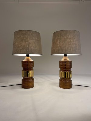 Large Mid-Century Brass Table Lamps by Bitossi for Bergboms, 1960s, Set of 2-UYK-1281601