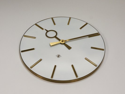 Large Mid-Century Brass Wall Clock in the style of Heinrich Moeller, Germany, 1950s-MWV-2020989