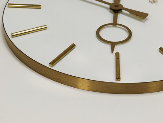 Large Mid-Century Brass Wall Clock in the style of Heinrich Moeller, Germany, 1950s-MWV-2020989